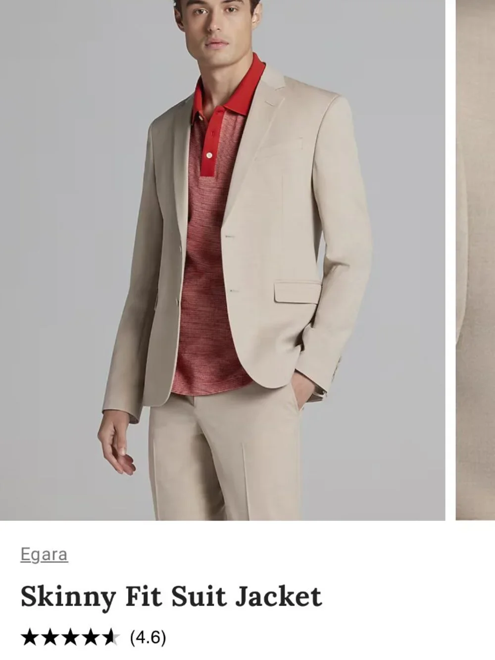 Egara Skinny Fit Suit Separates Jacket Size: 36S, Pants 30x30